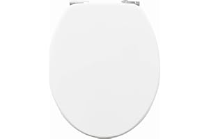 AQUALONA® Essential Value Toilet Seats Wipe Clean Moulded Wood - Stainless Steel Slow Close Hinges - Wipe Clean - Easy Installation (Solid Wood White)