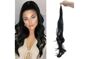 ‎DSOAR 32 Zoll Flexible Pferdeschwanzverlängerung Wrap Around Synthetische Pferdeschwänze Lockiger Pferdeschwanz Haarteile