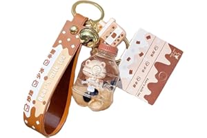 HYKJSHED Kawaii Donut Boba Porte-clés Mignon Bubble Tea Porte-clés Boba Bear Porte-clés Pendentif Poupée for Fille