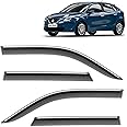 KINGSWAY® Baleno Side Door Visor Car Rain Guard Compatible with Maruti Suzuki Baleno (Year 2015 to 2018) All Model - Chrome Lined Rear Window Wind Deflectors, Polycarbonate, Smoke, Set of 4 Pcs