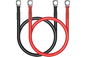 SELLINER Battery Inverter Cable,2 PCS 16mm² Battery Cable,12V 5AWG 50cm Red and Black Battery Inverter Cable with Ring Terminals Copper Wire for Car,Truck, Motorcycle, Solar, RV, Marine