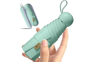 Moorrlii Reise-Mini-Regenschirm für Geldbörse mit Etui, klein, kompakt, UV-Schutz, sonnenleicht, kleiner Taschenschirm mit Hülle für Damen, Mädchen