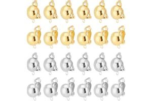 PH PandaHall 40pz Clip per Orecchio Oro Argento Componenti per Orecchini Fai Da Te, Orecchini Bottone in Ottone per Orecchie Non Perforate Creazione di Gioielli, 20x13x11mm