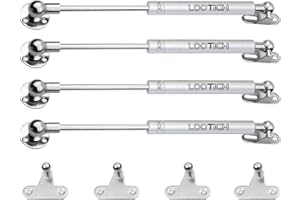 LOOTICH 80N Acier Entier Hydraulique Ressort Vérin à Gaz Amortisseurs pour Porte Armoire Meuble de Cuisine Abattant Pneumatique Soutien Soft Close Charnière Fermeture Douce Paquet de 4