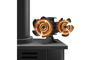 MERTTURM Wentylator do Komina o Większym Przepływie Powietrza, Wentylator Piecowy Zasilany Ciepłem z Dwoma Silnikami, Cicha Cyrkulacja Ciepła, Nie Potrzeba Prądu