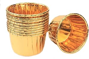 SPESH 50 Pz Stampi per Cupcake Pirottini in Carta Stampi per Muffin Usa e Getta Tazze di Cottura per Muffin Cupcake(Oro)