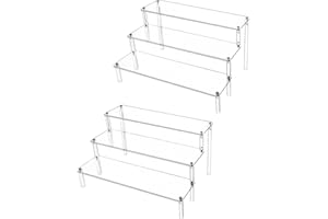 QWORK® 3 Niveles Soporte de Exhibición de Acrílico 30x21x15cm, 4 mm de Grosor - Vitrina Expositora Transparentede para Figuras Pop/Magdalenas/Perfumes (2 Piezas)