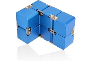 ANKROYU Cubo Infinito in Metallo, Giocattolo di Decompressione Cubo a Vibrazione Infinita per Bambini E Adulti Giocattolo Cubo di Agitazione in Lega di Alluminio Giocattolo Antistress Portatile(Blu)
