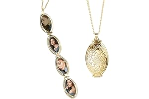 TOFBS Collana da Donna Medaglione Ciondolo Apribile Locket Portafoto Pendente in Acciaio Inox Rotondo Vintage Collana di Foto Argento Regalo per Ragazze Donne