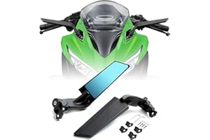 PACEWALKER Motorcycle Adjustable Aluminum Rearview Mirror Wind Wing Mirror Compatible with 2018-2022 KAWASAKI Ninja 400 650 ZX10R ZX6R ZX-636 Honda Suzuki(Anti-glare lens)