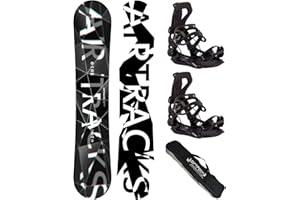 AIRTRACKS Snowboard Set (Paquete Completo) Tabla REFRACTIONS Game Wide+Fijaciones Master FASTEC+Bag/Nuevo