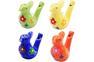 VOANZO Lot de 4 Sifflets en Céramique pour Oiseaux - En Forme d'Oiseau - En Argile - Cadeau d'Anniversaire