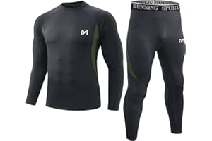MeetHoo Thermounterwäsche Set Herren, Innenfleece Funktionsunterwäsche Winter Skiunterwäsche Warme Unterwäsche Set Atmungsaktiv Langarmhemd Lang Thermo Unterhose Sport Thermowäsche für Workout