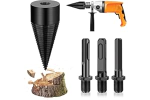 LIBERSHINE Spaccalegna Cono di legno, Cono per vite Spaccalegna, Trapano Legna Ardere, con 3 Manici (Esagonale, Rotondo, Quadrato) per Legno di Diametro Inferiore (42mm)