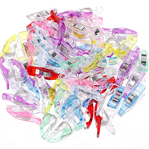 Anpro 60 Stück Klammer, Nähen Zubehöre Stoffklammern, 27*4mm 6 Farben Spitz Wonder Clips - 2