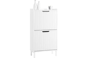 SoBuy Zapatero Estrecho Blanco con 2 Solapas Mueble Zapatero Entrada Recibidor, Armario de Madera para Pasillo Estrecho y Entrada, 50x19x90cm, Blanco，FSR177-W