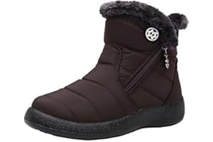 EAGSOUNI Stivali Donna Stivaletti Invernali Impermeabili Cerniera Stivali da Neve Cotone Caldo Peluche Caviglia Boots Bassi Scarpe Ultraleggero