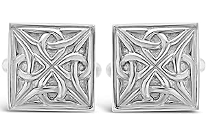 Alexander Castle Keltische Manschettenknöpfe für Herren, 925er Sterlingsilber, quadratisch, 15 mm x 15 mm, keltische Dreifaltigkeit, mit Schmuck-Geschenkbox, Sterling-Silber, einfach