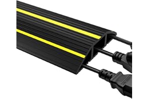 DONFULILY Cable Protector Cord Cover for Floor, Heavy Duty PVC Duct Easy to Unroll, Prevent Trip Hazard 3 Cord Channels for Home Office or Outdoor Settings (1m)