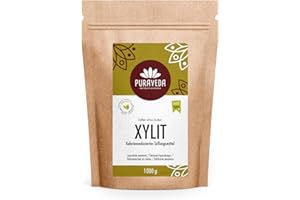 ‎PURAVEDA Xylit 1000g - Zucker-Alternative (1kg) - Birkenzucker (Xylitol) - Finnland - ohne Nachgeschmack -Tafelsüße auf Xylit-Basis - 40% weniger Kalorien als Zucker - für Diabetiker geeignet - ohne Mais