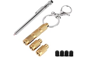 GODESON Tyre Deflators,4 in 1 Solid Brass Tyre Deflator Tool， Pencil Tyre Pressure Gauge (10-50PSI) for Offroad Vehicles…