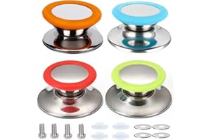 DEER PLATZ 4 Pièces Couvercle Casserole, Boutons Couvercle Casserole, Pièces Rechange Pour Cuisinière à Usage Domestique, Cuisine Universel Remplacement Poignée Pot Knob Replacement(Rouge, bleu, vert, orange)