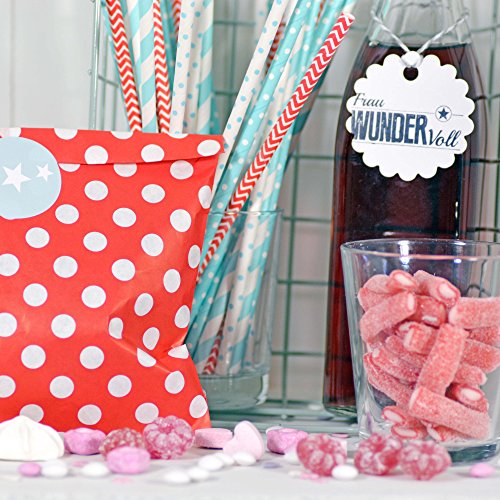 100 Frau Wundervoll Papiertüten – rot mit weißen Punkten – (Vorteilsmenge) / Geschenktüten / Candy Paper Bags - 3