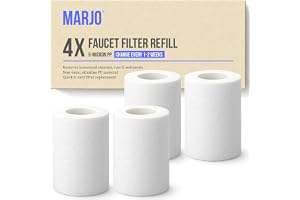 Marjo Faucet Water Filter Replacement Cartridges (4-Pack) | 5-Micron PP Cotton Sediment Filters | Lab-Tested Food-Safe Material | Removes Rust, Sand & Silt for Cleaner Kitchen & Bathroom Tap Water
