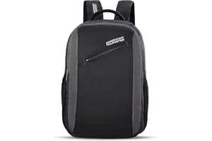American Tourister Martt+ 02 | 30L Backpack | 17" Laptop Bag | 3.5 Compartments | Office & College Backpack for Men and Women | Rain Cover included| Black/Grey | 1 Year Global Warranty