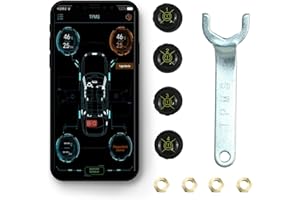 DoHome Tire Pressure Monitoring Wireless TPMS Monitor System with 4 External Sensors, Real-Time Monitoring Pressure and Temperature Display on APP for Car RV SUV