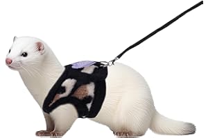 BOXOB Conjunto de Arnés y Correa para Animales Pequeños, Estampado de Leopardo Suave Kit de Ropa para Hurones Accesorios para Animales Pequeños Conejos Hurones Cobayas Hámsteres Cachorros Gatitos