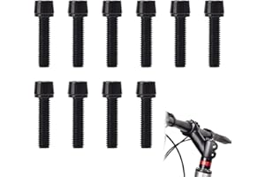 KURYT Bike Stem Bolts,10PCS Bike Bolts M5 x 20mm Bike Stem Set Screws with Washers, Bicycle Stem Bolts,Bike Disc Brake Caliper Bolts,Bicycle Riser Screws Fixing Screws,Suitable for Mountain Bike Road Bikes