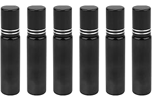 Luxshiny, 6 flaconi da 10 ml per oli essenziali, in vetro, con sfere in acciaio inox, per campioni di profumo (oro), Nero (Nero) - BQO35198YMQ36A15E
