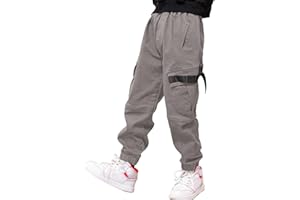 MEILONGER Pantalones Cargo de algodón para niños Estilo Casual Cintura elástica para Senderismo Uniforme Escolar Pantalones Deportivos Joggers
