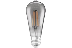 LEDVANCE Smart LED con Wifi, base E27, dimmerabile, bianco caldo (2500K), forma Edison, filamento chiaro in vetro fumé, sostituzione di lampadine da 44W, controllabile con Alexa, Google e App