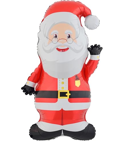 Ballon Père Noël Géant Sur Pied – XXL 3D En Aluminium, Décoration De Fête - 5