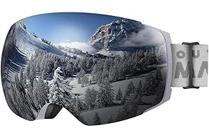 OutdoorMaster Maschera da Sci PRO, Senza cornice, Lenti intercambiabili Occhiali da Sci Snowboard, Protezione UV400 Maschera Sci da Donna&Uomo