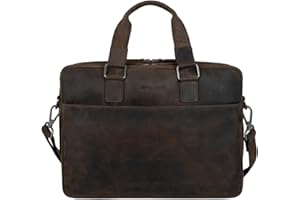 Marc Peter® Sydney Lehrertasche Herren Leder Aktentasche Laptoptasche Bürotasche Businesstasche groß XXL Umhängetasche Bräun