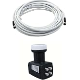 Full Ultra HD 3D 4K Uyumlu Yağmur Korumalı D&ouml;rtl&uuml; Quad 4 l&uuml; &Ccedil;anak Uydu Lnb +30 Metre F Konnekt&ouml;r Takılı Hazır Uydu Kablosu