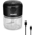 AGARO Elite Rechargeable Mini Electric Chopper, Food Grade Bowl, Stainless Steel Blades, Rechargeable, One Touch Operation, f