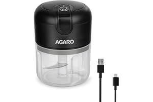 AGARO Elite Rechargeable Mini Electric Chopper, Food Grade Bowl, Stainless Steel Blades, Rechargeable, One Tou...