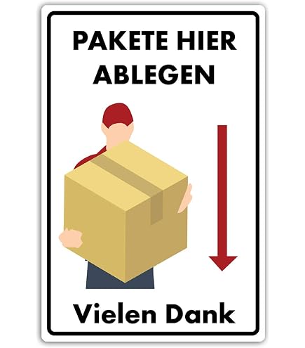 „Pakete Hier Ablegen“ Aufkleber – 30 X 21 Cm, Vinyl, Witterungsbeständig, Made In Germany