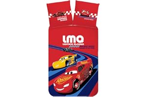 McQueen Flash Cars påslakan 140 x 200 + örngott 70 x 90 pojke 100 % bomull | Vändbara sängkläder | Oeko-Tex | Jackson Storm Cruz Flash Circuit