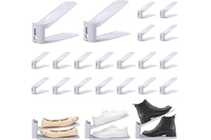 Starvortex 20 Pezzi Portascarpe Regolabili, Organizzatore Scarpe, Supporto Scarpe Antiscivolo Salvaspazio, Porta Scarpa per Armadio Tacchi Alti Ciabatte Scarpa Sportive, Scarpiera o Espositore