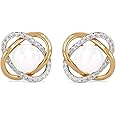 CLARA 925 Sterling Silver Real Pearl Knot Pendant Earring Chain Jewellery Set | Gold Rhodium Plated | Gift for Women & Girls