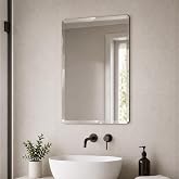 Go Bathrooms Tula Rectangular Bathroom Mirror Frameless Bevelled Edge Design Wall Mounted Portrait or Landscape - 600mm x 450