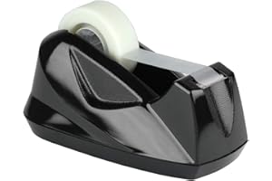Acrimet Premium Dévidoir de Ruban Adhésif de Bureau, Plastique, Base Antidérapante (Résistant) (Noir)