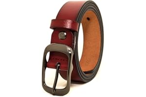 ESPOFY Ceinture pour femmes Ceinture en cuir véritable avec boucle en alliage à une broche rouge noir marron