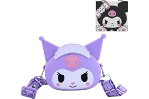 SYKEROUT Kuromi, zaino da ragazza, carino zaino Sanrio, borsa a tracolla portatile, specchio Kolomi, mini borsa in silicone per ragazze, borsa per bambini, borsa regalo per ragazze (zaino + specchio), Lilla
