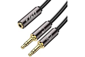 J&D Rozdzielacz Audio, Jack 3,5 mm TRRS na 2 Wtyczki Jack TRS (Zestaw Słuchawkowy i Mikrofon) Standardowy Kabel Rozdzielający Audio CTIA, Słuchawki do Komputera PC, Itp. - 0,2 m